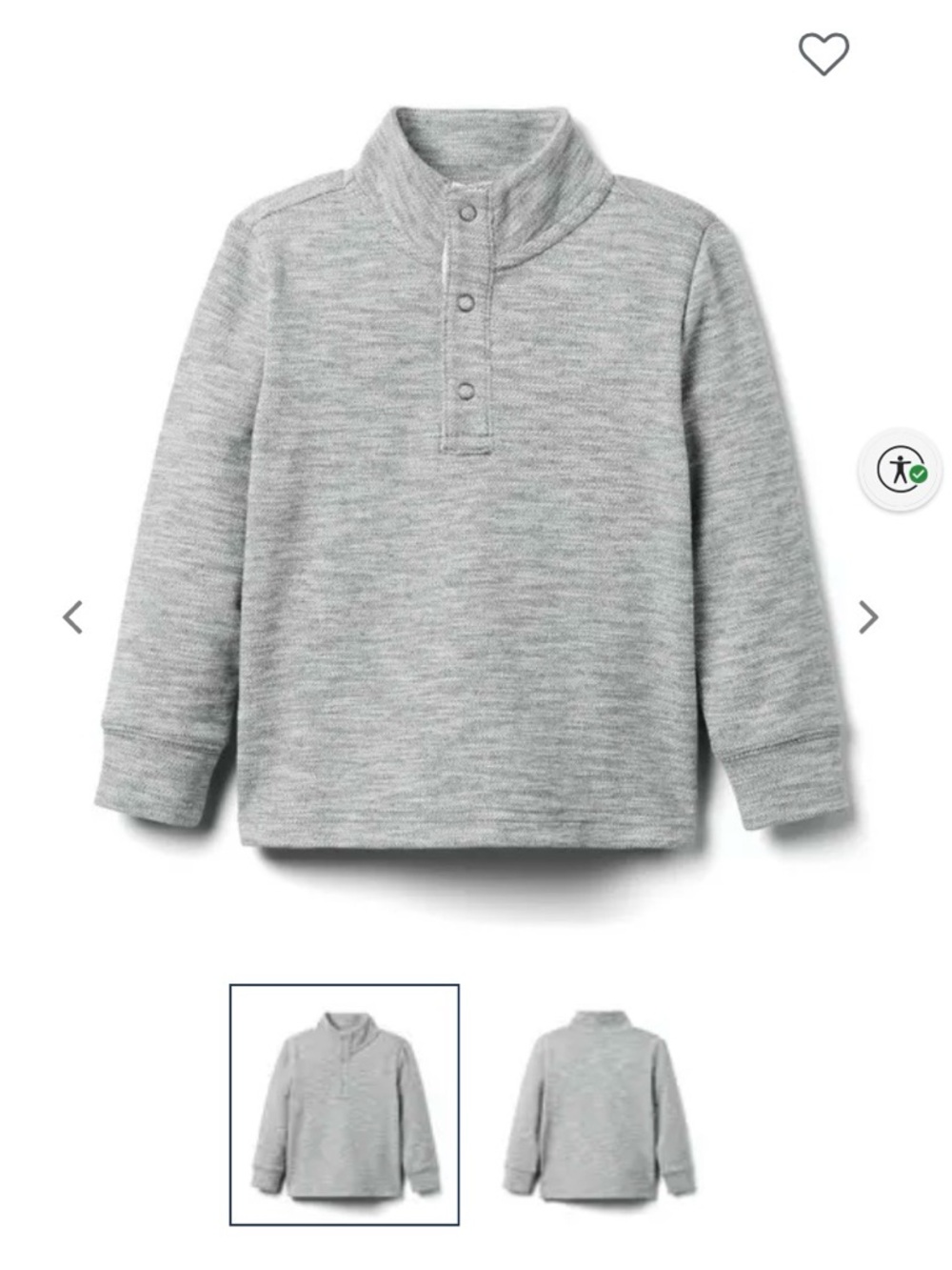 Janie and Jack Heather Gray Herringbone Snap-Front Pullover